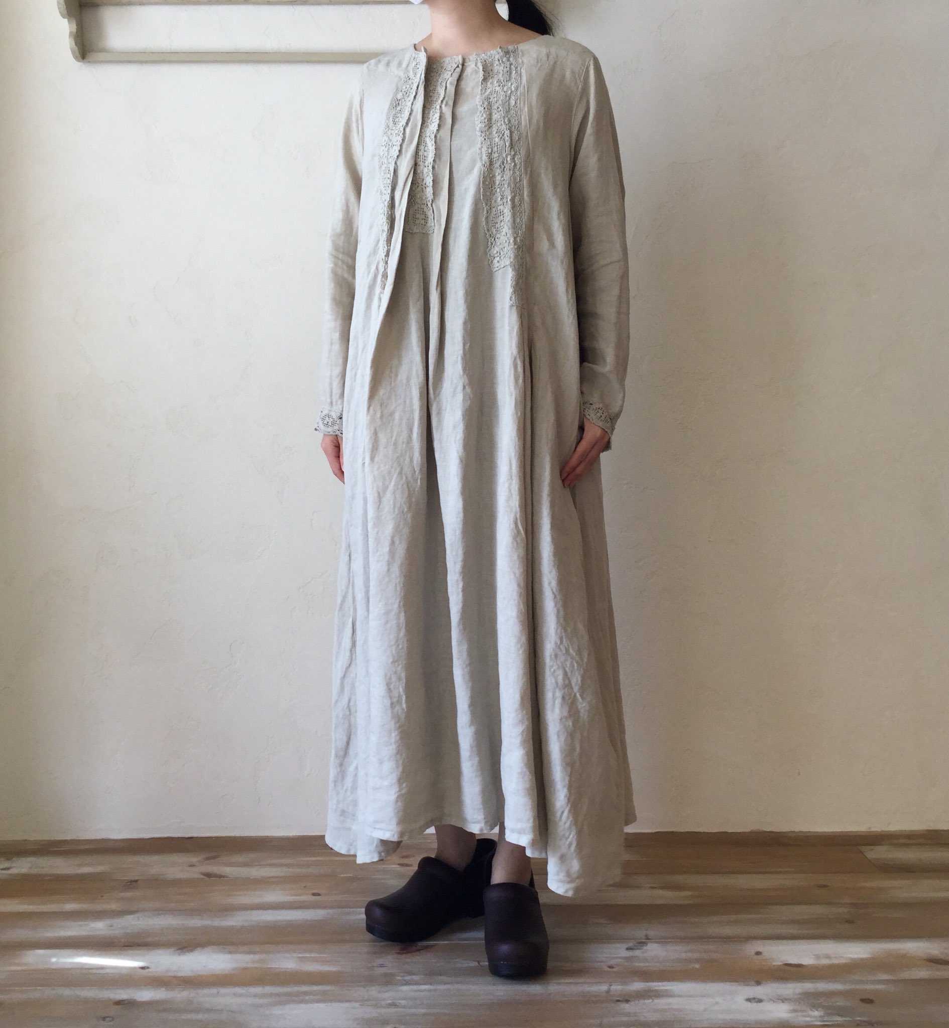 nest Robe ネストローブ リネン クルーニーレースワンピース