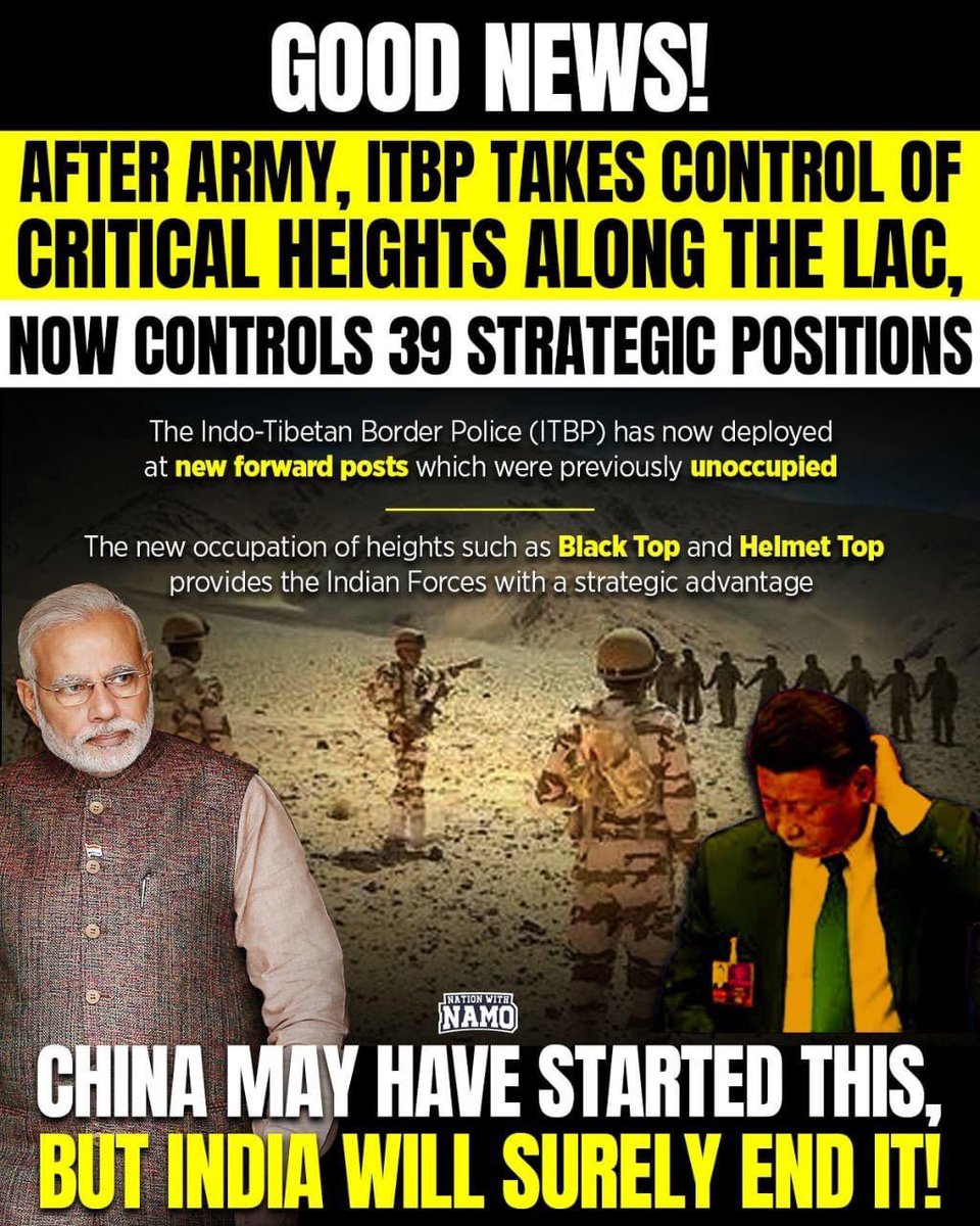 Gitanjali_DS's tweet photo. It's official: #India has retaken several areas that it had lost to #China in the 1962 war!

#IndiaChinaStandOff
#ModiHaiToMumkinHai 
#ModiRocksChinaShocked https://t.co/f2a5d3WVkW