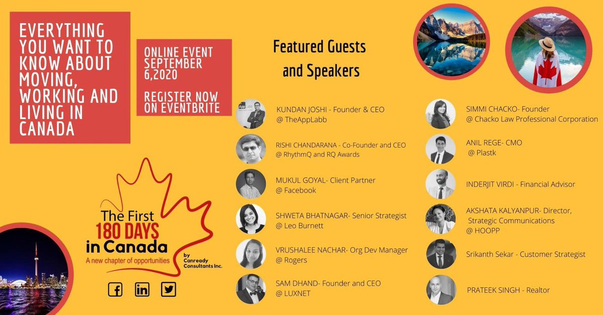CanreadyInc's tweet photo. Here’s introducing to you in our first tweet, our first digital event! “The First 180 Days in Canada”. We’ll tweet live from the event. Stay tuned! #canready #thefirst180daysincanada https://t.co/EXpfu6IrUc