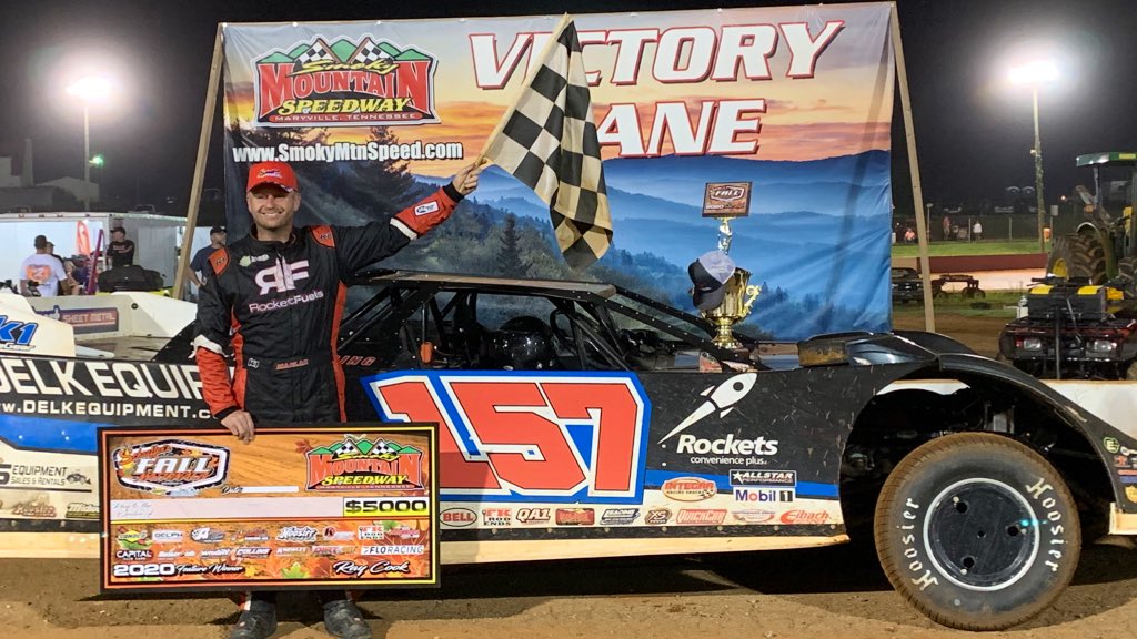 ColePerkins12's tweet photo. “The Winfield Warrior” @MikeMarlar in Victory Lane @smokymtnspeed after his $5,000 win in tonight’s @SchaefferOil #FallNationals Series opener. https://t.co/vPJzylVTu8