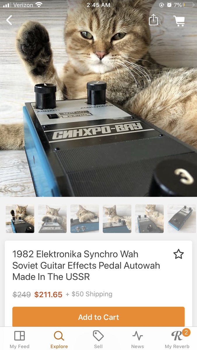 MalwareForFree's tweet photo. My new favorite person is the guy who sells weird, Soviet guitar pedals on reverb but always post pictures on his cat: https://t.co/VLVbxnUSrd