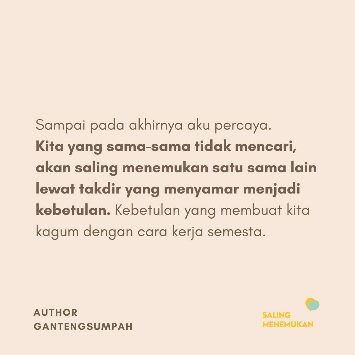 gantengsumpah's tweet photo. Tenang. Sabar. Semesta akan membantumu menemukan dirinya. https://t.co/Nsg4MYw3Sh