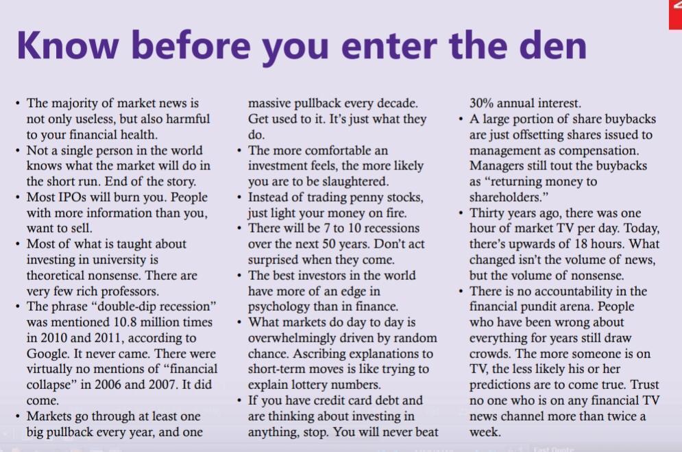 rajeev_agr's tweet photo. Got this as a forward. Agree with most of the points and hence sharing.

Before investing one should always ask why am I getting this wonderful opportunity? If you can't answer it well you are on a slippery slope.

Psychology in investing is a big differentiator. https://t.co/KF1lnVsdrC