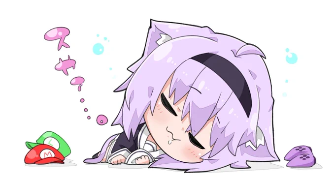 #絵かゆ
#生おかゆ

マリオ&amp;ルイージのBGMよくて寝ちゃうおかゆん? 