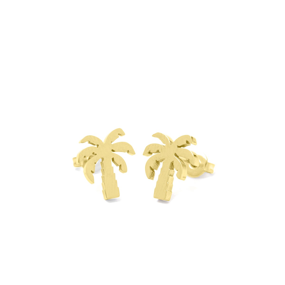 These shiny polished stainless steel or 18kt gold plated Palm Tree Stud Earrings won't tarnish - which means you'll always see the sparkle from every detail of the leaves. 

Palm Tree Studs by l8r.it/KaXe
Jewellery Photography by l8r.it/lcr3