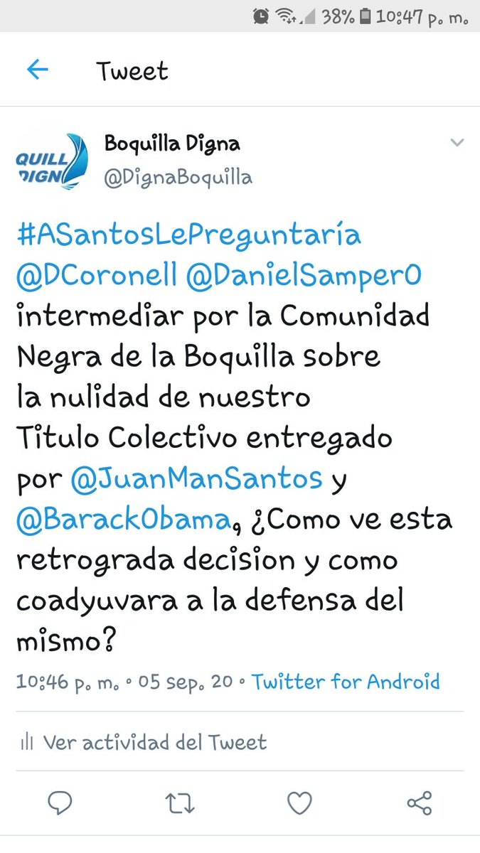 DignaBoquilla's tweet photo. #ASantosLePreguntaría @DCoronell @DanielSamperO URGENTE. LA COMUNIDAD NEGRA DE LA BOQUILLA, PROXIMA A DESAPARECER POR GRANDES MEGA PROYECTO HOY ESTA A PUNTO DE PERDER TITULO COLECTIVO PARA DEFENSA DEL TERRITORIO..Titulo entregado por @JuanManSantos y @BarackObama https://t.co/CQcRSr1PHJ
