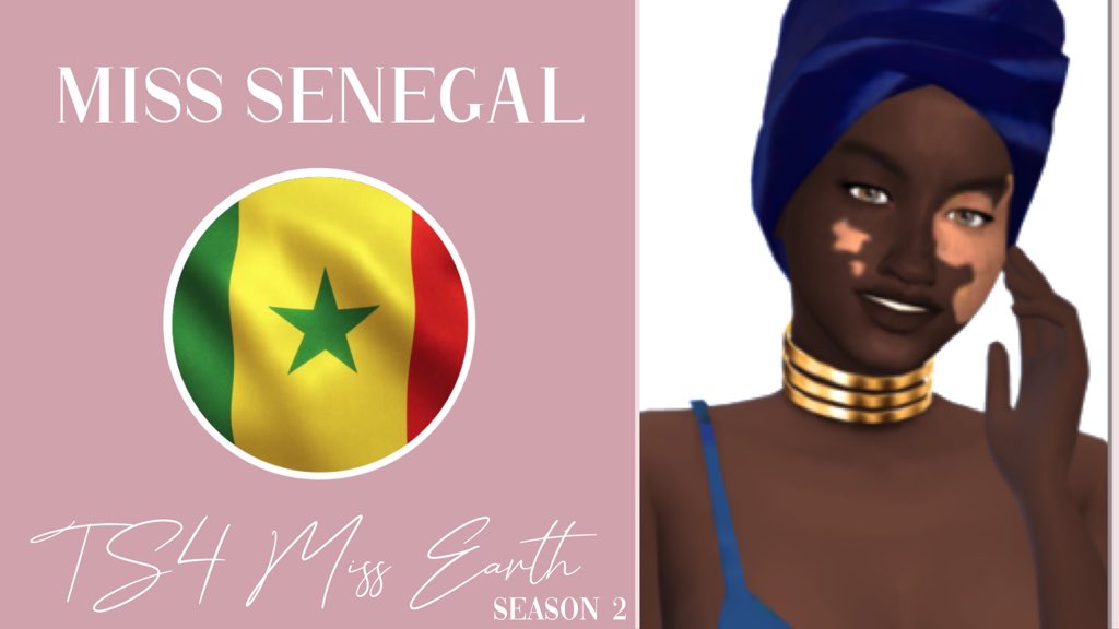 mcdonald_herbal's tweet photo. Everyone meet Ms. Roukia Sene, representing Senegal. She’s a sweet young woman with a love for novels, so much so she’s writing her own. Her traits are: Bookworm, vegetarian, and Loves the Outdoors. #Sims4Cc #Sims4 #TS4MEAPP2 @TS4MissEarth https://t.co/mwssCj7moM