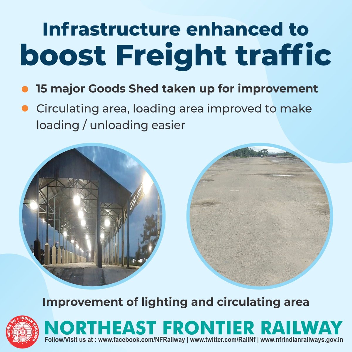 RailNf's tweet photo. Facilities improved at all goods sheds for trouble-free loading/unloading of materials #MoveItLikeRailways. https://t.co/QzmagdgG5p