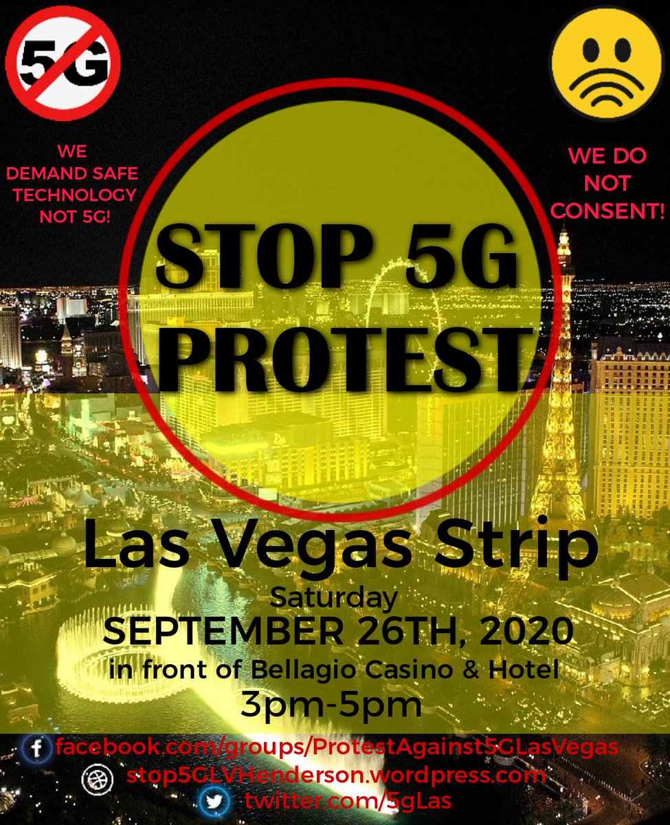 5gLas's tweet photo. Protest against 5G!!! Coming up! Saturday, September 26th, 2020! Las Vegas 
#protest #5G #lasvegasprotest #protest5G #lasvegas #stop5g #wedonotconsent @EMFSafetyNet @saferphones @TBYPfilm @Stop5G @wannabewired @EnvironmentEMR @5gAwareness @5GAwarenessNow @Notosmartmeters https://t.co/XfBAtAi5kD