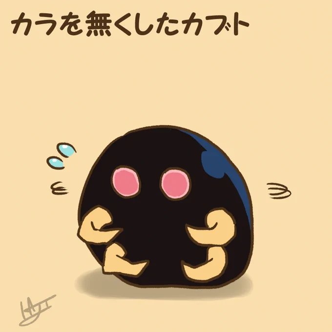 カラを無くしたカブト 