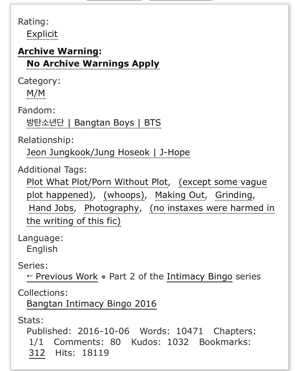 » bone + tissue 
– jeongguk/hoseok
– jjk has a polaroid, pw(ith)p just a tad, soft... unconscious fluff from both characters, fwb to ambigious ending
📚: archiveofourown.org/works/8222624#…