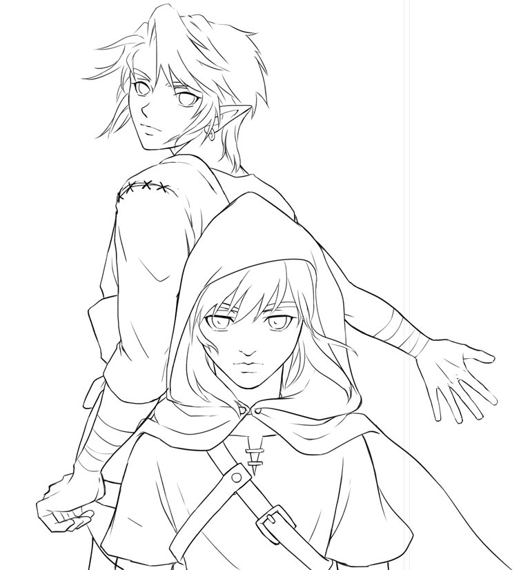 表紙の線画を描いてた。 