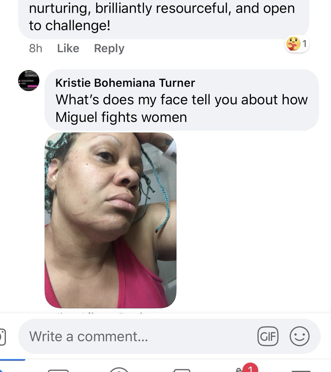 selfglowsis's tweet photo. This was sent in by a women who is being abused by a man named Miguel. His Twitter is @hc_mmoor1868.Not only does he inflict physical/verbal abuse to her, he openly calls people the N word. His facebook is https://t.co/Lg8JEj64dX. Please Retweet to gain awareness. (440) 941-7563 https://t.co/XSov7vSlcx