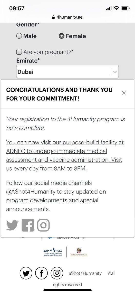 Dr_3FiFa's tweet photo. @admediaoffice @DoHSocial @SEHAHealth I tried registering for a first dose on the website and received this message. Can I proceed to volunteer or not ? https://t.co/RMHFhGp3ps