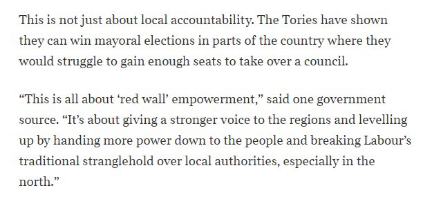 oldtrotter's tweet photo. From today’s Sunday Times on the motives behind local government reorganisation and directly elected Mayors https://t.co/5OvGe93tDD