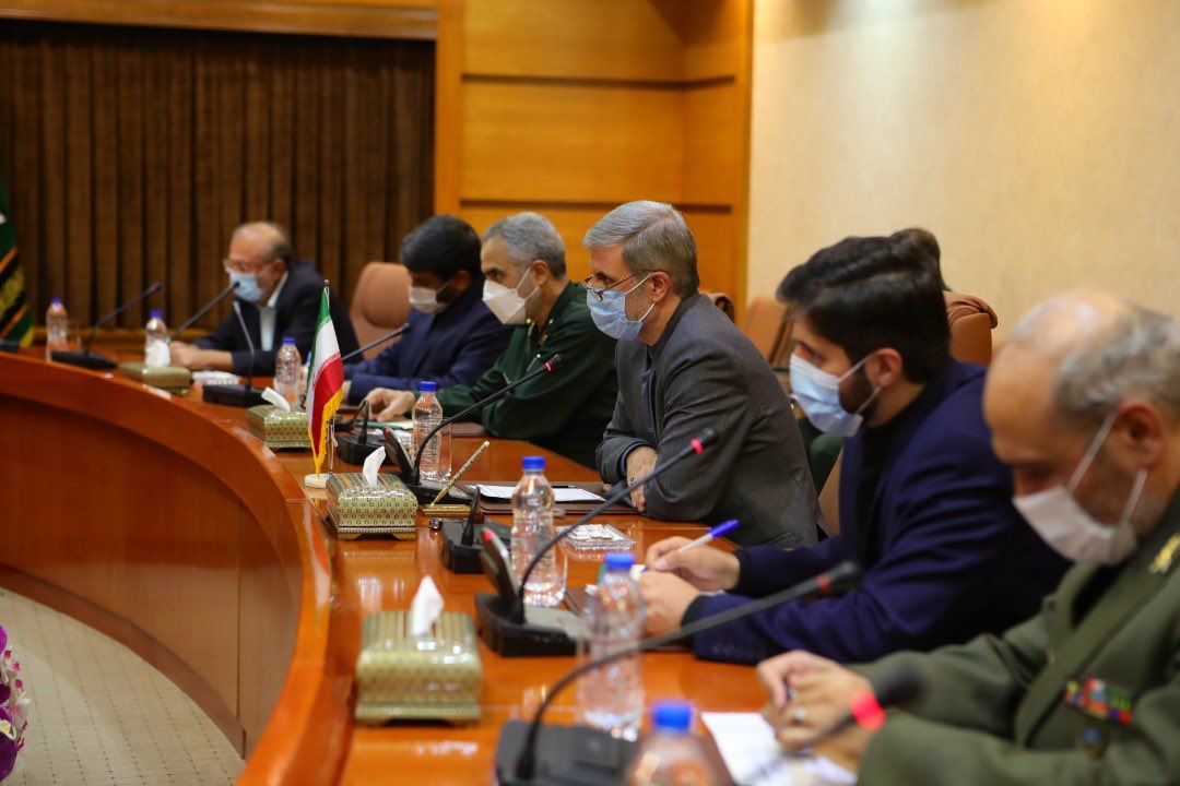 rajnathsingh's tweet photo. Had a very fruitful meeting with Iranian defence minister Brigadier General Amir Hatami  in Tehran. We  discussed regional security issues including Afghanistan and the issues of bilateral cooperation . https://t.co/8ZENfAgRPS
