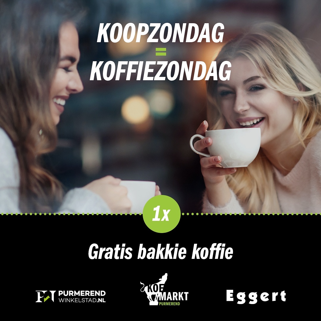 GRATIS BAKKIE KOFFIE! ☕️ 🍰
Elke zondag doen we een leuke actie met de winkeliers in het centrum: Doe je op zondag bij hen een aankoop, krijg je een voucher voor een gratis bakkie koffie bij de horeca in de binnenstad! Koopzondag wordt dus koffiezondag, na het winkelen...