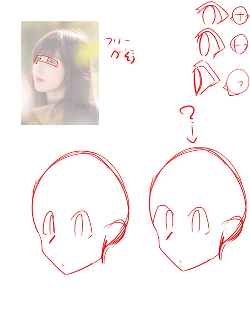 @mikotchan だいたい同じだと思います(さっき調べた)
ただ、目にも角度があるので遠くの方にある目を同じ形で描いちゃうと違和感になってしまいますね。
立体のある顔にテープまきつけてる感覚だと思います、めっちゃ曖昧ですけど 