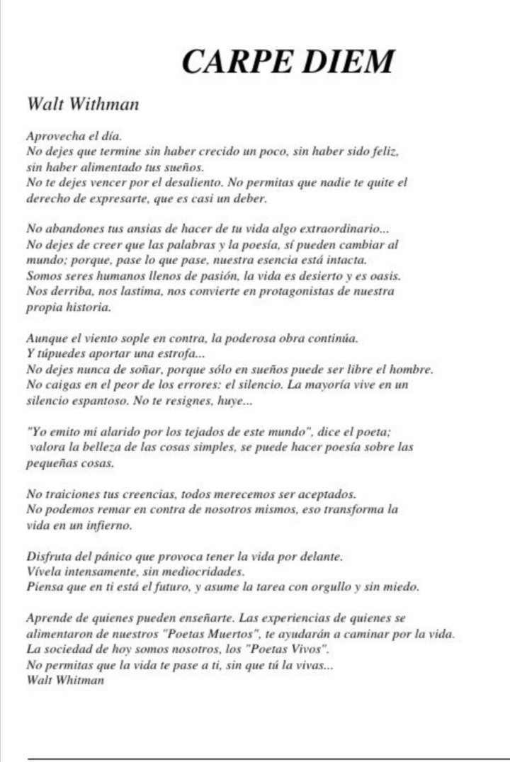 demostración pronunciación Kilimanjaro poesia carpe diem poema