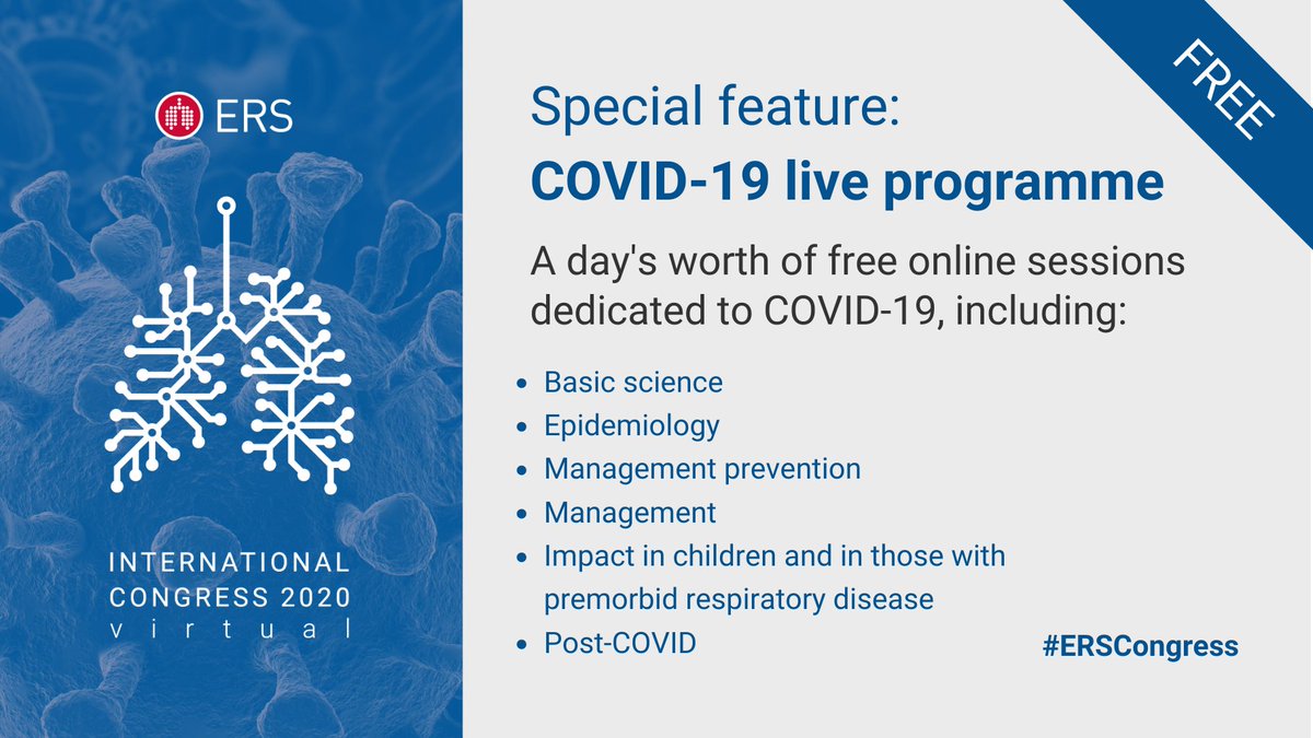 EuroRespSoc's tweet photo. 🚨 Starting soon – don’t miss the COVID-19 live programme, taking place today in the run-up to the #ERSCongress. Log in using your myERS account when prompted or create a new one for free. Access the COVID-19 live programme from 09:00–19:00 CEST: https://t.co/pqdjB4XLZw https://t.co/PPOGL8I6ee