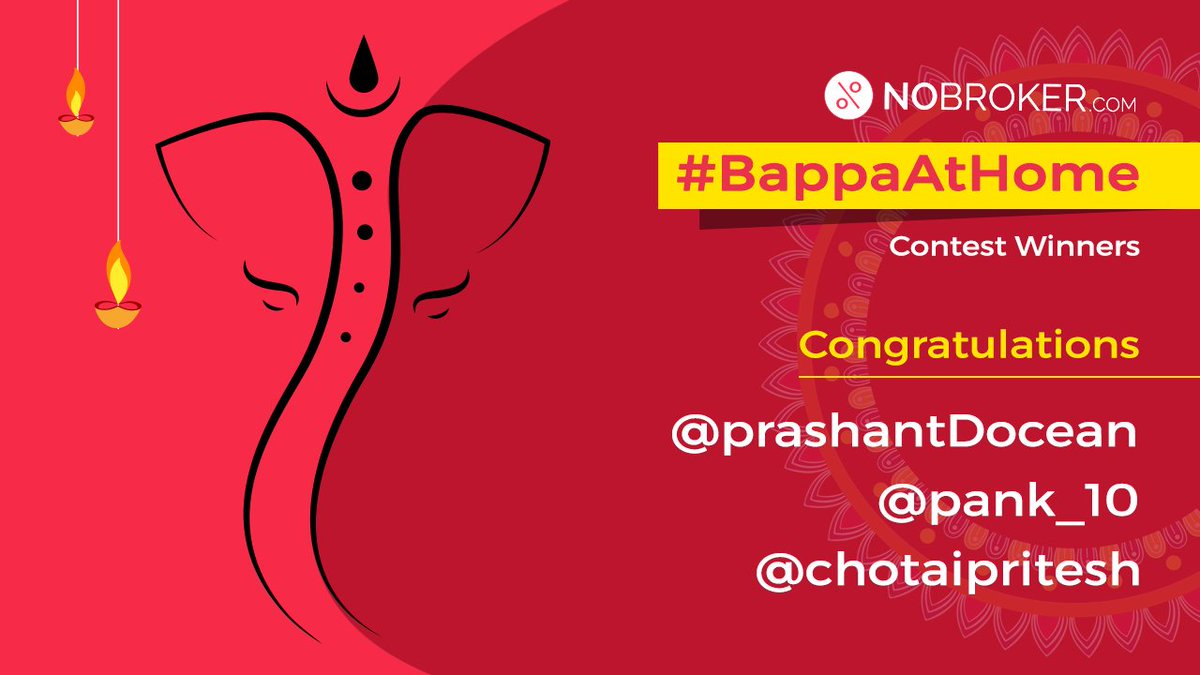 nobrokercom's tweet photo. Congratulations to all Ganesh Chaturthi #BappaAtHome contest winners! Send us your details to claim your prize!

#ContestWinners #NoBroker #PhotoContest https://t.co/70lvovwP2R