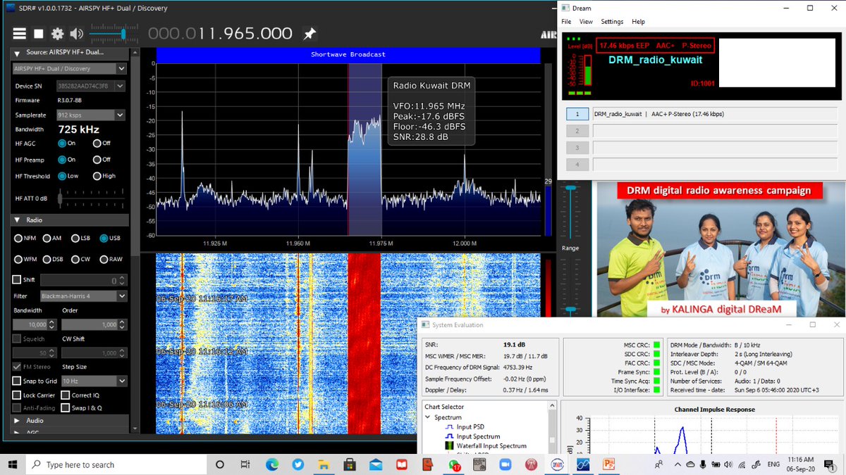 KRThamminana's tweet photo. Radio Kuwait Int 11970 kHz DRM reception in #Vizag 
@drmdigitalradio
@YogendraPal9
@lambdaprog
@LondonShortwave
@drmna_info
@drm_brasil
@SWWINB
@SWLingDotCom
#drmlog
#Radiokuwait https://t.co/potZpHD7Dr
