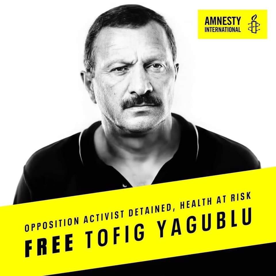 Tofig Yagublu is a prominent opposition activist in Azerbaijan, have been imprisoned several times before and was considered political prisoner.  Now he is to serve more than 4 years of jail time with trumped up charges after pre-planned provocation against him.