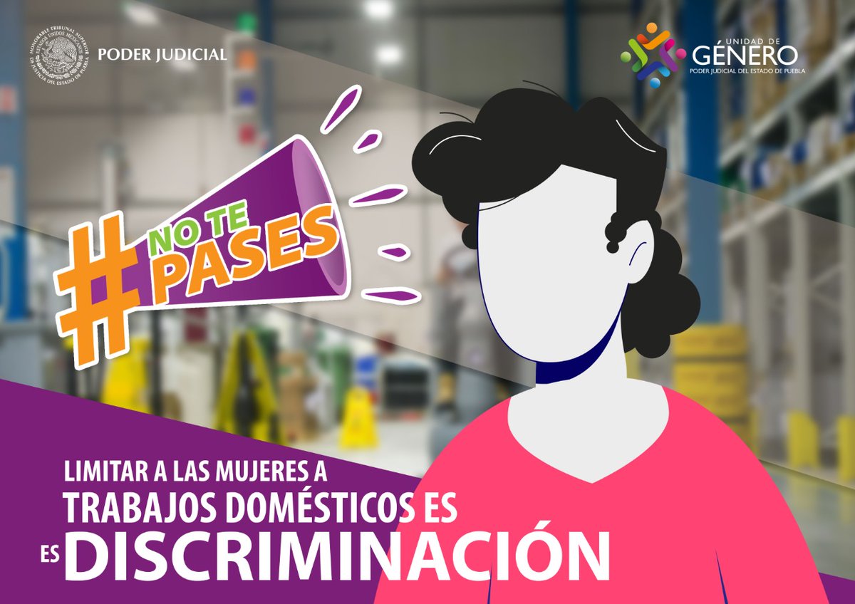 Creer que el trabajo del hogar 🏡 corresponde a las mujeres “por naturaleza”, es una forma de discriminación que limita su derecho a desarrollarse en otros ámbitos 👩‍💼
Súmate a la campaña #NoTePases para acabar con la discriminación hacia mujeres y niñas.