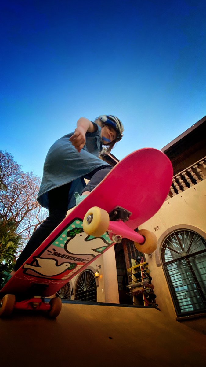 ShaynePix's tweet photo. Custom built this @almostskate #SkyBrown @Skateistan board form my little Velociraptor yesterday. She is over the moon and can’t wait to shred it today. https://t.co/GfmstaAssE