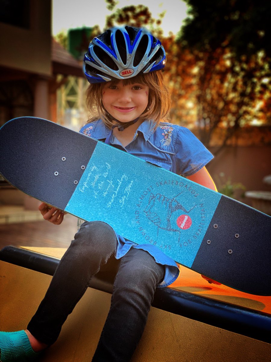 ShaynePix's tweet photo. Custom built this @almostskate #SkyBrown @Skateistan board form my little Velociraptor yesterday. She is over the moon and can’t wait to shred it today. https://t.co/GfmstaAssE