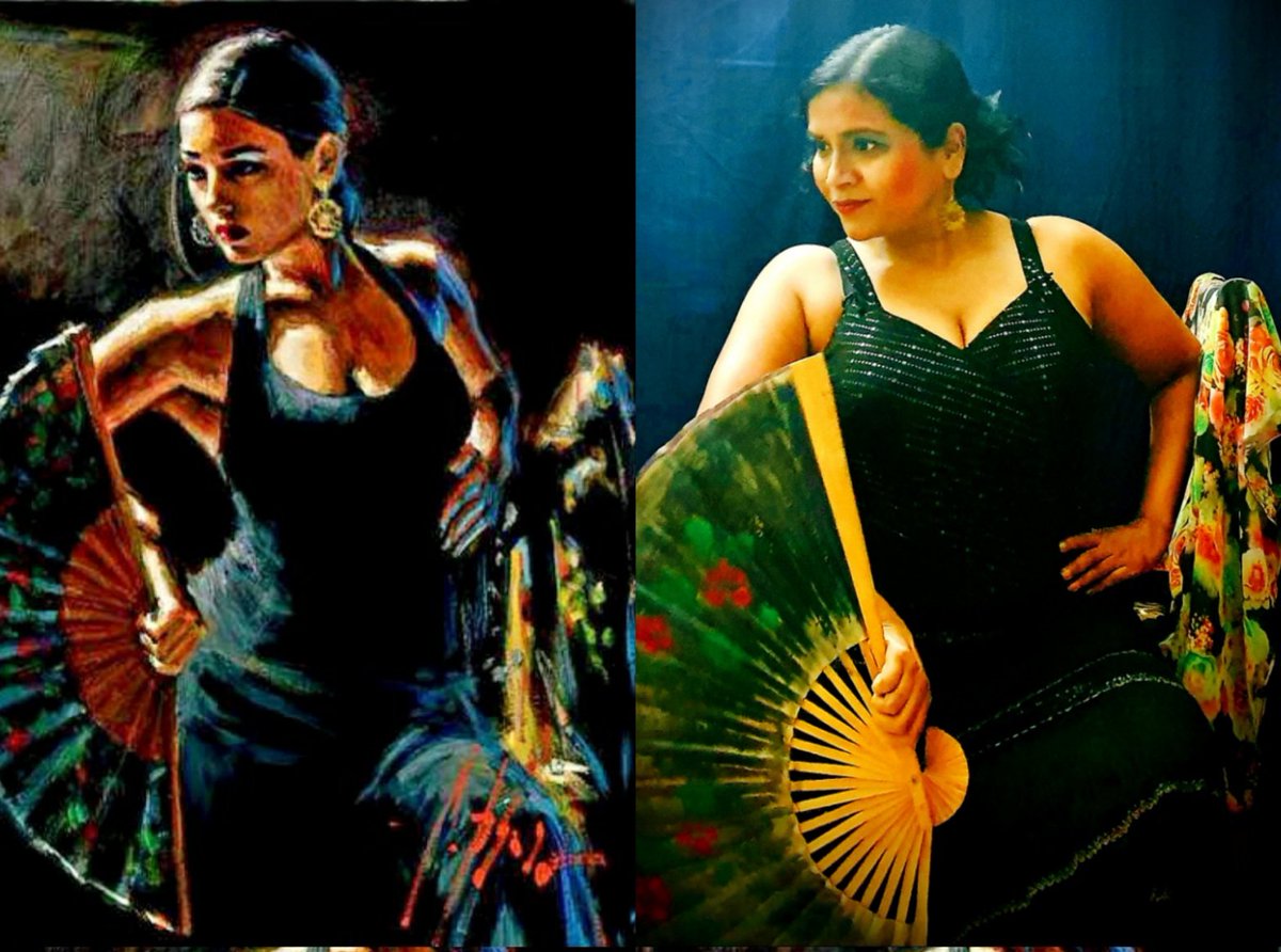 After completing 50 recreations for the  #GettymuseumChallenge I thought I would now do a series featuring two of my favourite things to do....DANCING and PAINTING  #AyeSocialisolationabhikhatamnahinhuvahe starting with these 2 Flamenco dancers by Argentinian Fabian Perez
