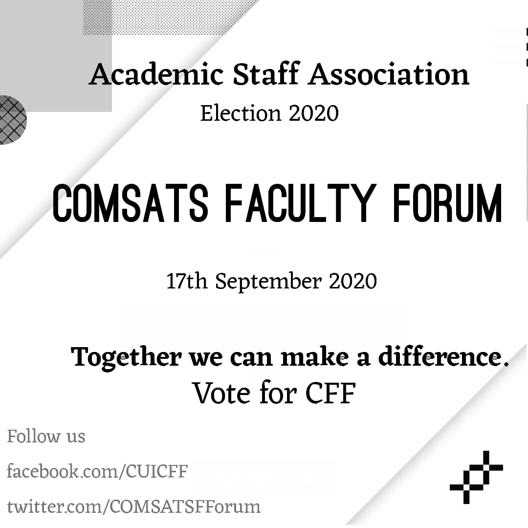 COMSATSFForum's tweet photo. . Together we can make a difference..

Election day : 17th September 2020

#comsatsfacultyforum #cff #comsats #cui_asa #cui_lahore https://t.co/m5urWhPGSt