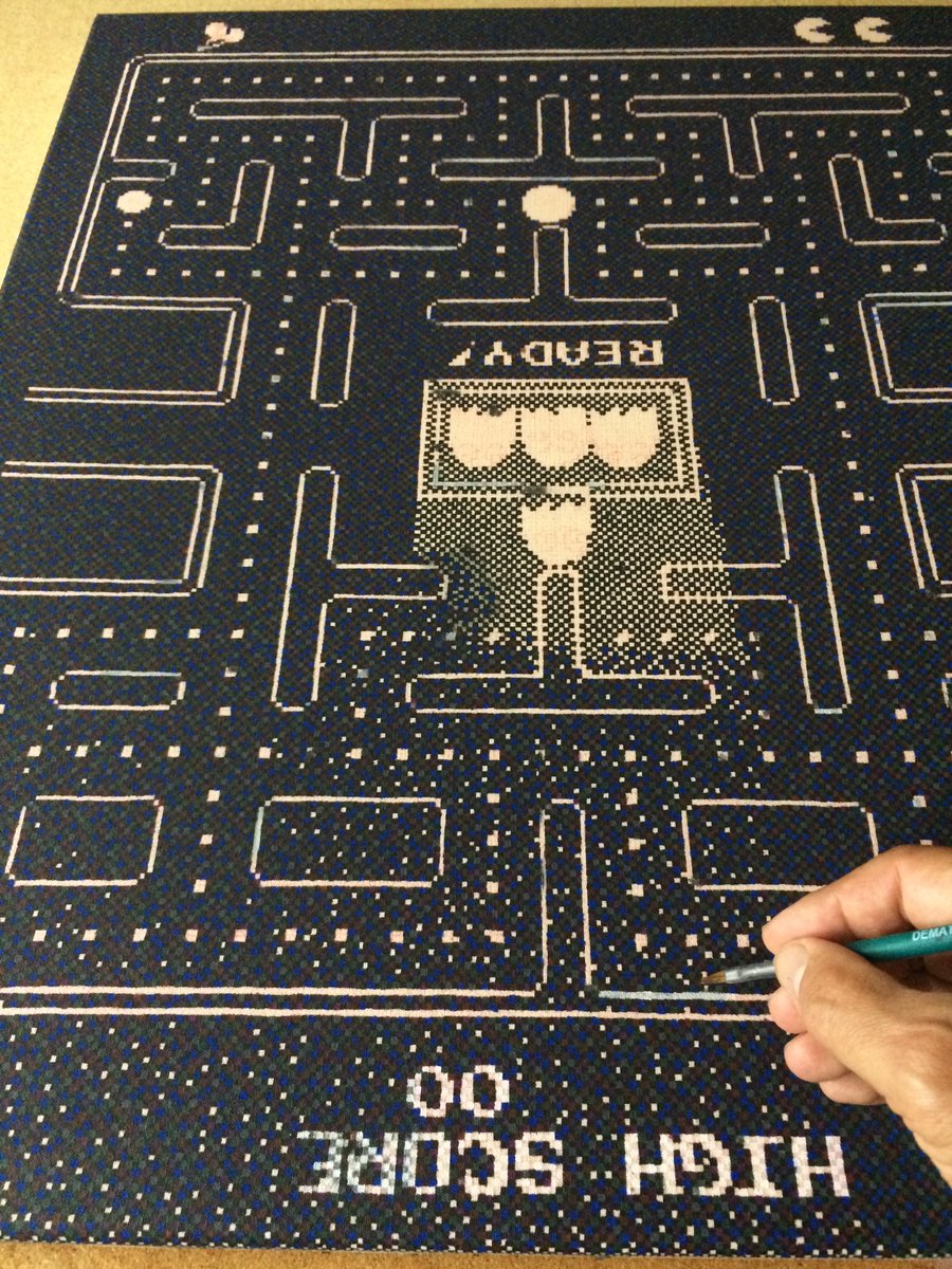 patrickegarter's tweet photo. #finearts, at work: „pac man: pixelism meets pixel-art“, #pixelism - ca. 75.000 painted pixels, □ = 2 x 2 mm, acrylic on canvas, 50 x 60 cm. #acrylic #visualart #art #pixelart #pixelpainting #atwork #pixelpainter #pixels #canvas #paintedpixels #pacman #arte #kunst #colors #pixel https://t.co/8dyVFHW28k