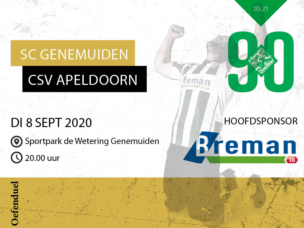 scgenemuiden's tweet photo. Dinsdag 8 september a.s. komen de mannen van Sportclub Genemuiden opnieuw binnen de lijnen, in een oefenduel is @csv_apeldoorn de tegenstander. #GENCSV #Samenvolhouden #Sportclub90jaar https://t.co/SQvq5hf0ST