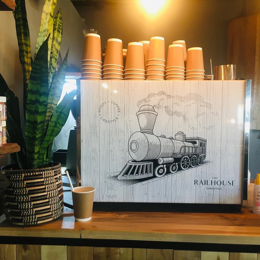 RailhouseThe's tweet photo. Spring has finally arrived and we’ve made some exciting changes this week! Our coffee machine has been branded, the bike rack has arrived for our cycling friends and we’ve got freezos and milkshakes on the menu 🌿☕️🚴🏼🥤#butfirstcoffee #cycling #freezos #breakfastall #therailhouse https://t.co/V6KaEd3sPb
