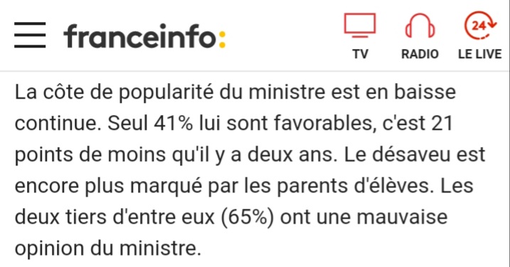 stylos_les's tweet photo. ⚠️ Opinion des parents d'élèves:
➡️87% jugent prioritaire ou importante la revalorisation des enseignants.
➡️82% pensent que les enseignants ont su adapter leurs cours pendant le confinement.
➡️75% satisfaits de l'enseignement à distance.
➡️65% ont une mauvaise image du ministre. https://t.co/tEpdLzXVJV