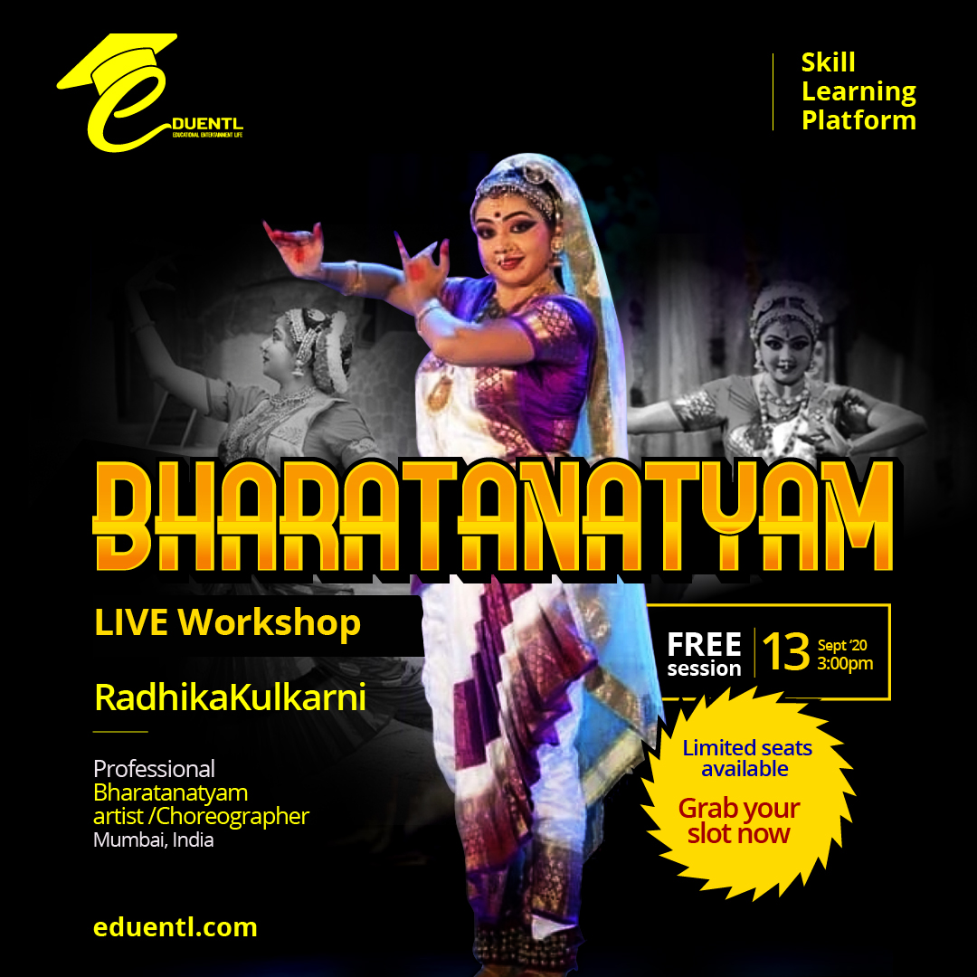 eduentl's tweet photo. "Dance is the language of the gods" Eduentl brings you a free live online BHARATANATYAM workshop by Radhika Kulkarni professional choreographer from mumbai
On Sept 13th at 3pm
Limited seats only - Grab your slots now itself
Register Now : https://t.co/6uEza98Yza https://t.co/cTXBQAttxS