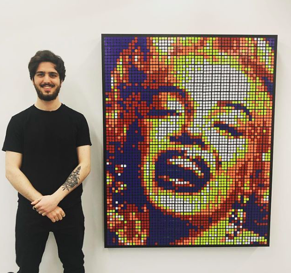 17. Giovanni Contardi, Italian artist who makes portraits of celebrities using hundreds of Rubik's cubes