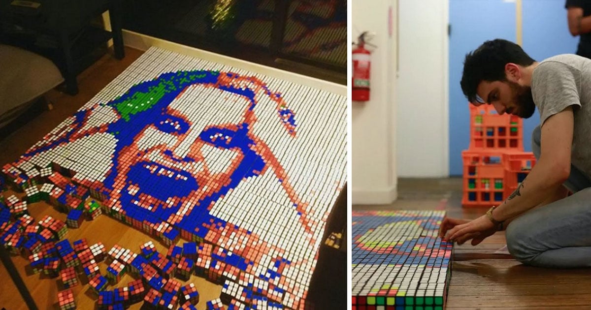 17. Giovanni Contardi, Italian artist who makes portraits of celebrities using hundreds of Rubik's cubes