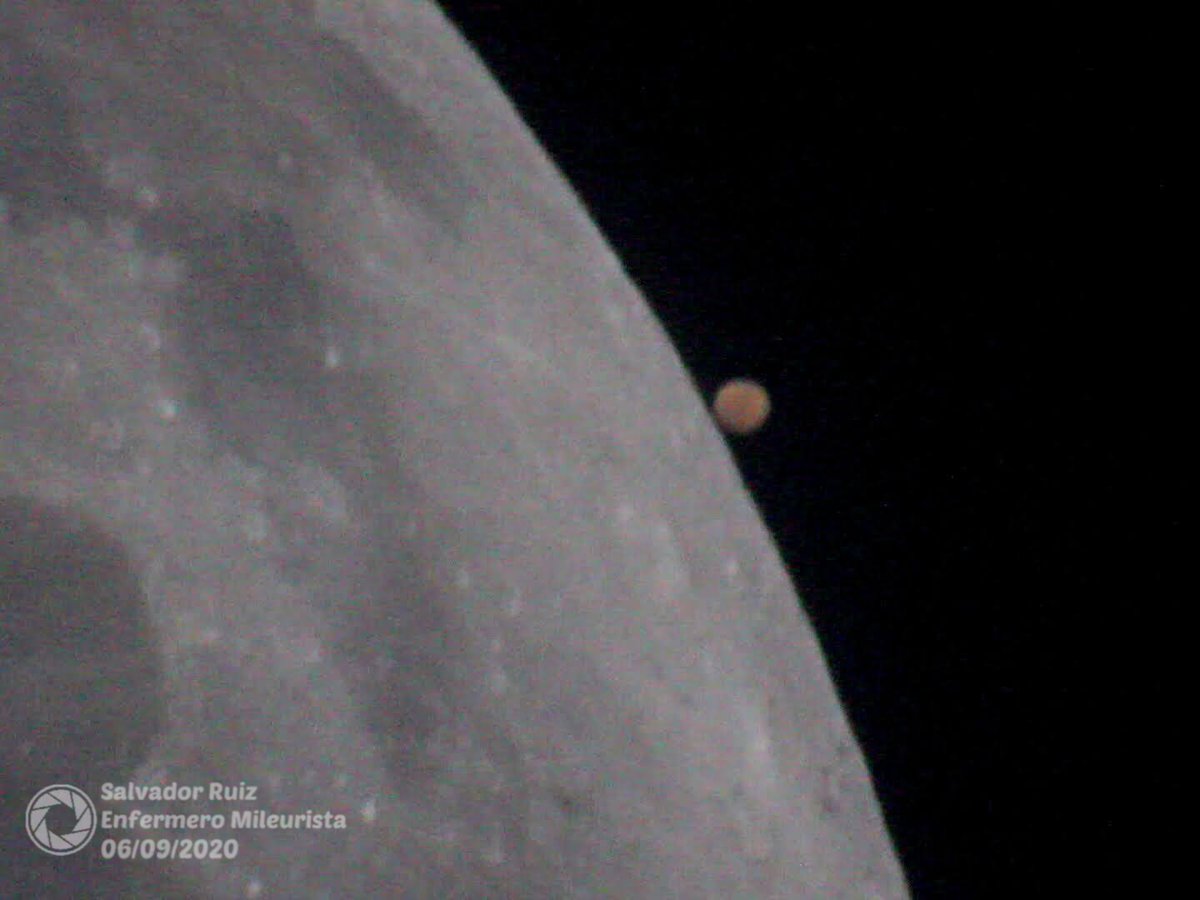 duemileurista's tweet photo. #Marte ocultándose detrás de la #Luna poco antes del amanecer.
🌖🔭6x 🔎 📷
#FelizDomingo! https://t.co/0u3aQyFYUe
