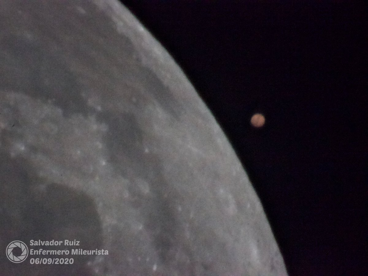 duemileurista's tweet photo. #Marte ocultándose detrás de la #Luna poco antes del amanecer.
🌖🔭6x 🔎 📷
#FelizDomingo! https://t.co/0u3aQyFYUe