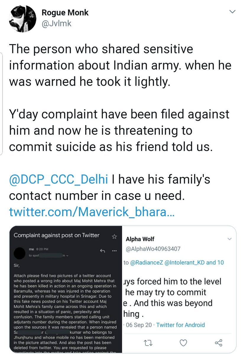 Here's some more of cyber bullying A tweet sharing an actual email complaint raised by an officer of Indian Army, the email itself and what prompted sharing it. I leave you to decide which of this is bullying.