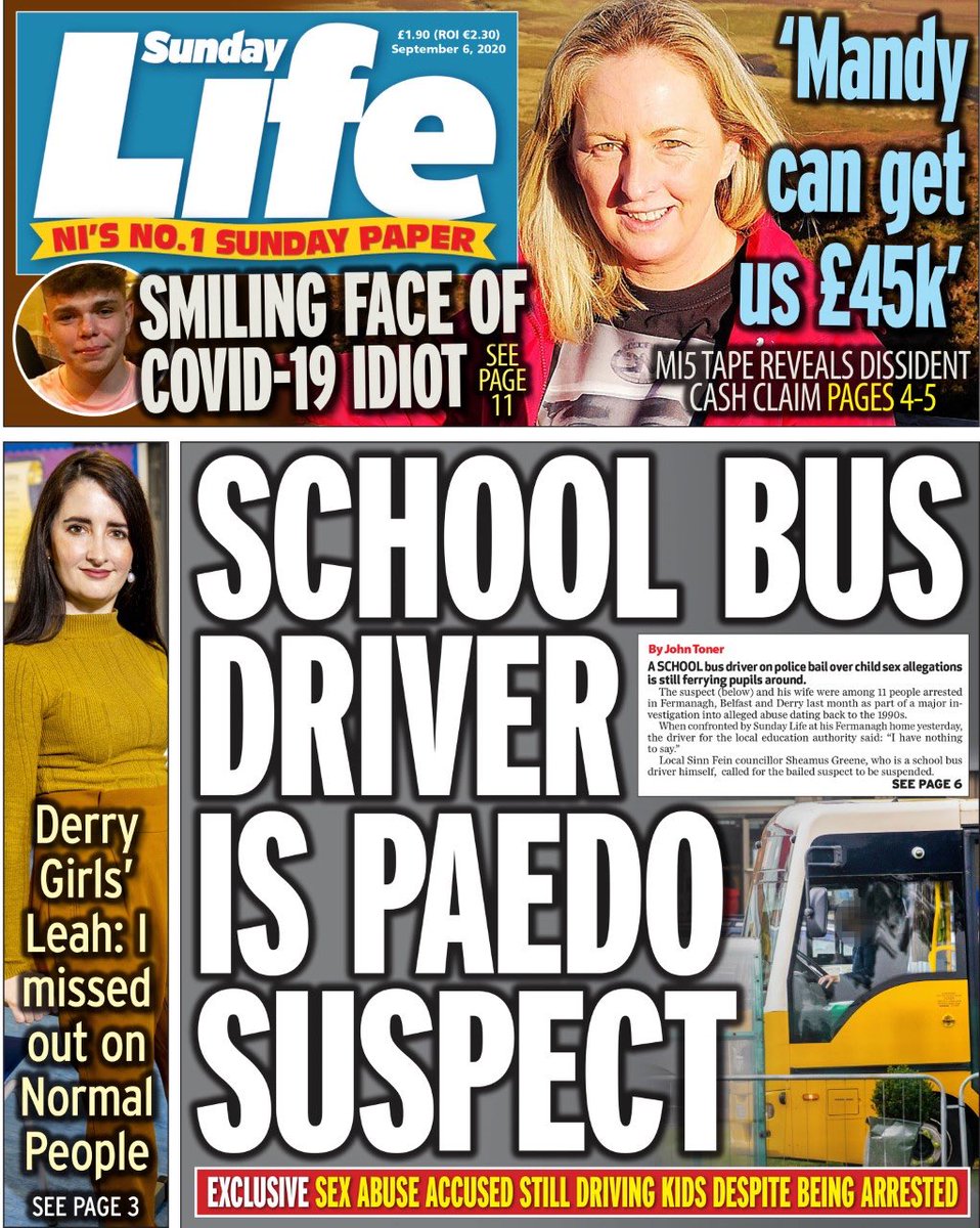rodneyedwards's tweet photo. Fermanagh school bus driver on police bail over child sexual abuse allegations last month is still driving a school bus for the Education Authority. I first informed the organisation about the allegations over a year ago while at @impartialrep. Today’s @TheSundayLife has more. https://t.co/myDkNlZIhc