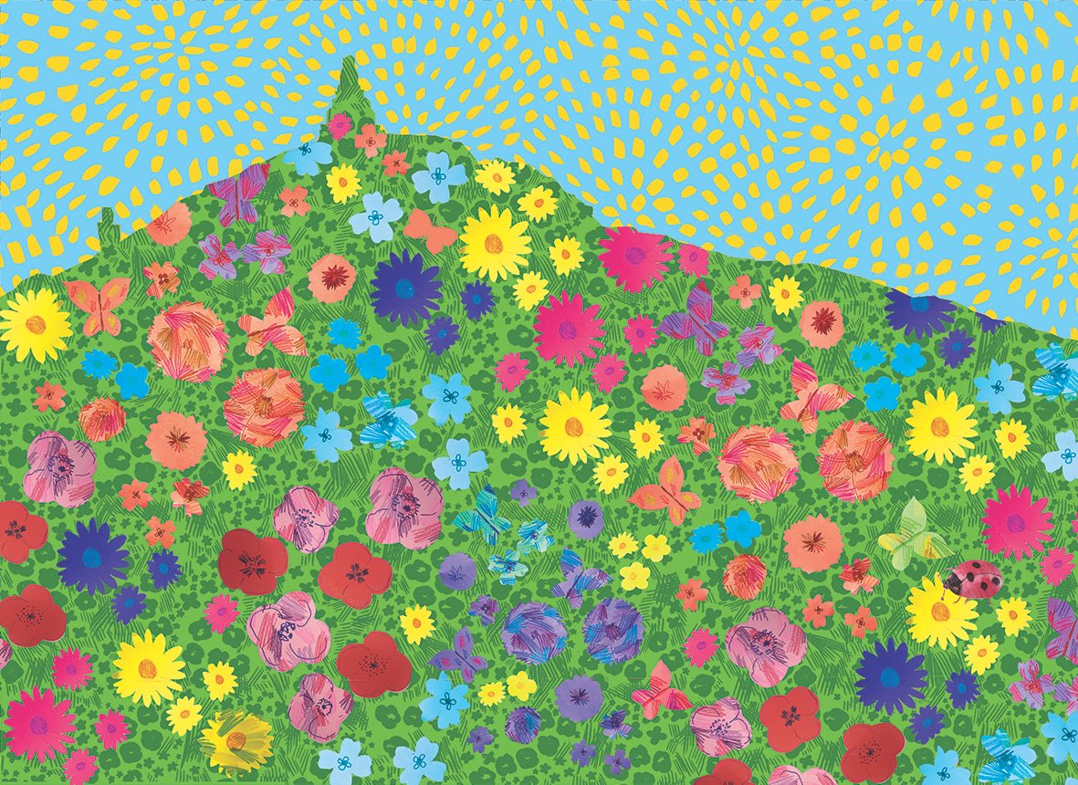 LouiseKirby_'s tweet photo. I wanted to share another design I put forward for the Dundee Windows, I wasnโt picked but I donโt want to leave this bright design hiding in my portfolio. Let me know what you think? Dundee filled with colour, wildflower pattern and Sunny Dundee sky.
.
#dundeewindows https://t.co/XWkSs61Qws