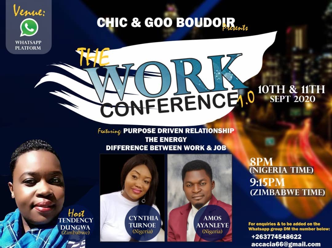 TheShiftZW's tweet photo. Emerging young leader Tendency Dungwa hosts this work conference online. Click this link to join the group 
https://t.co/LeUPlQOC0Q https://t.co/WNVaq22AIs