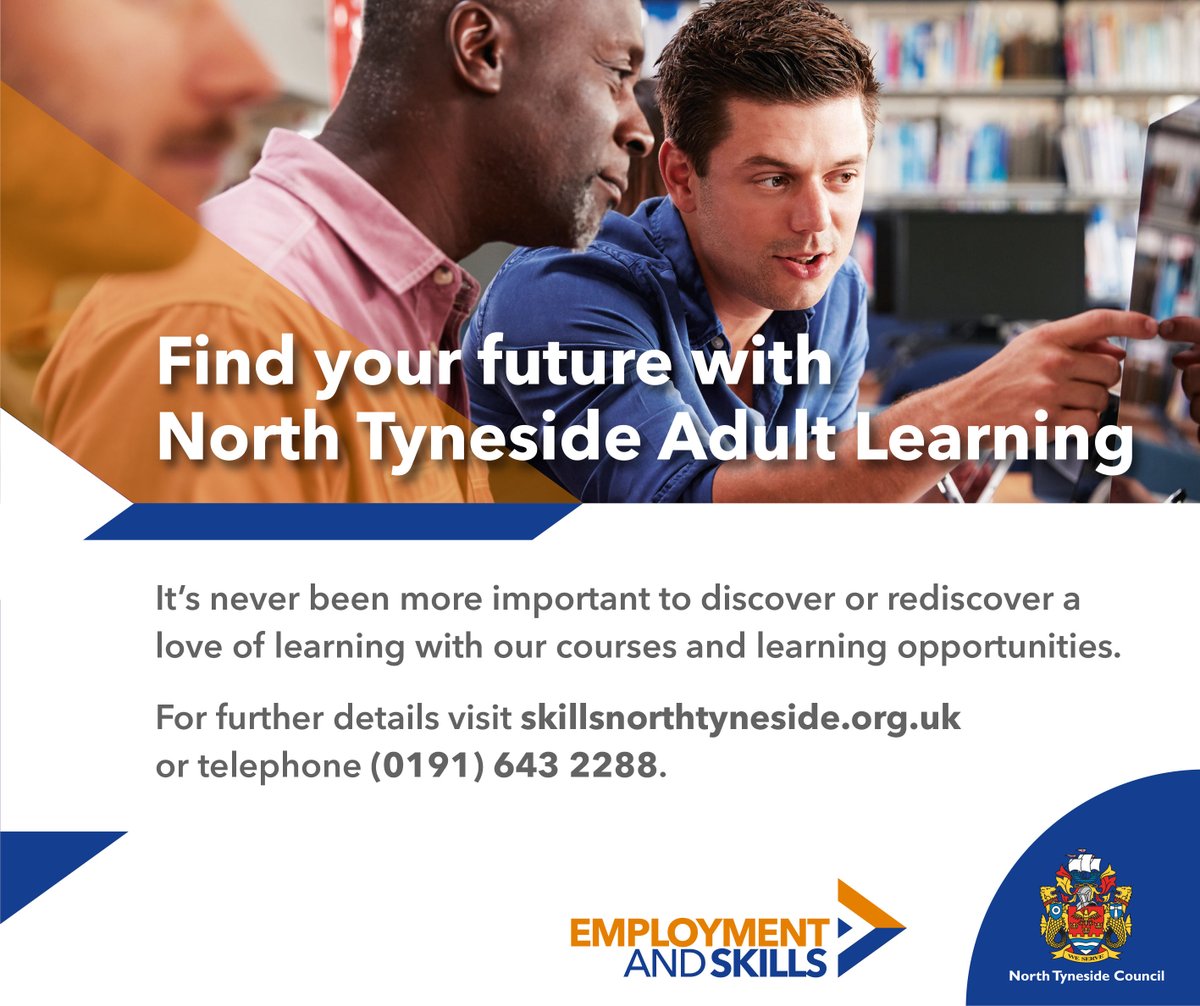 NTAdultLearning's tweet photo. We have a range of free and low-cost courses to help you develop your career, start a new one or simply learn something new! Visit https://t.co/vmUGgN4N6d or call us on 0191 643 2288 to find out more https://t.co/8VTEPGNYDO