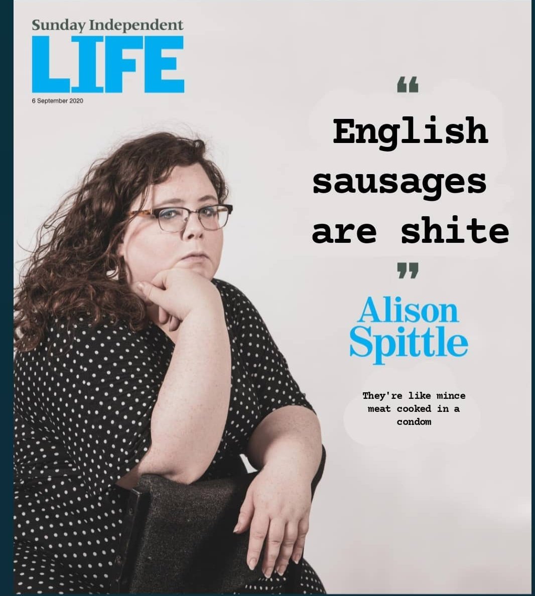 I'm on the cover of Life magazine being honest about the scourge of English sausages.... Only messing it's sexism in comedy. Xxxx 
Thanks <a href="/liadanhynes/">Liadan Hynes</a> for a lovely interview.
amp.independent.ie/style/celebrit…