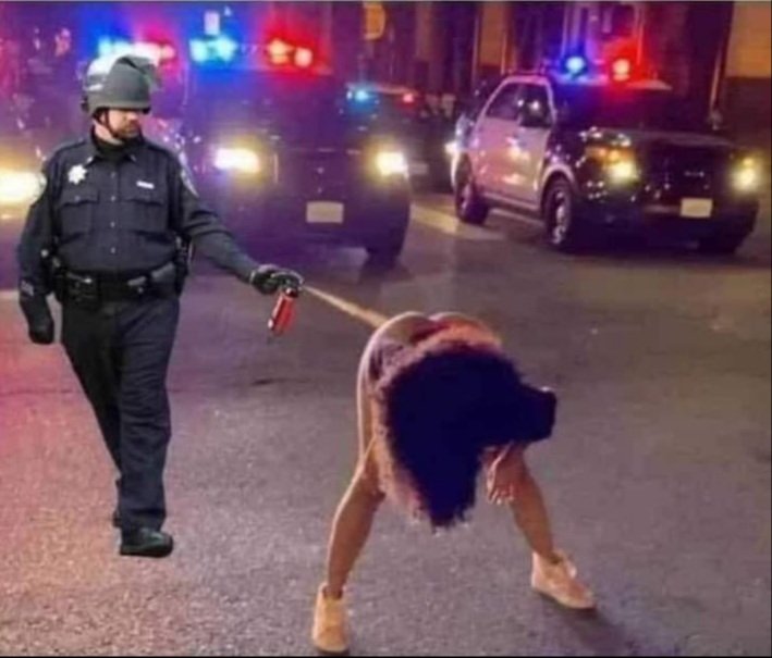 Best Photo Seen This Week 
🤣🤣🤣🤣
A Rioter Decides To Bend Over And Show Her A*s, What Better Place For Pepper Spray 
😱😱😱😱