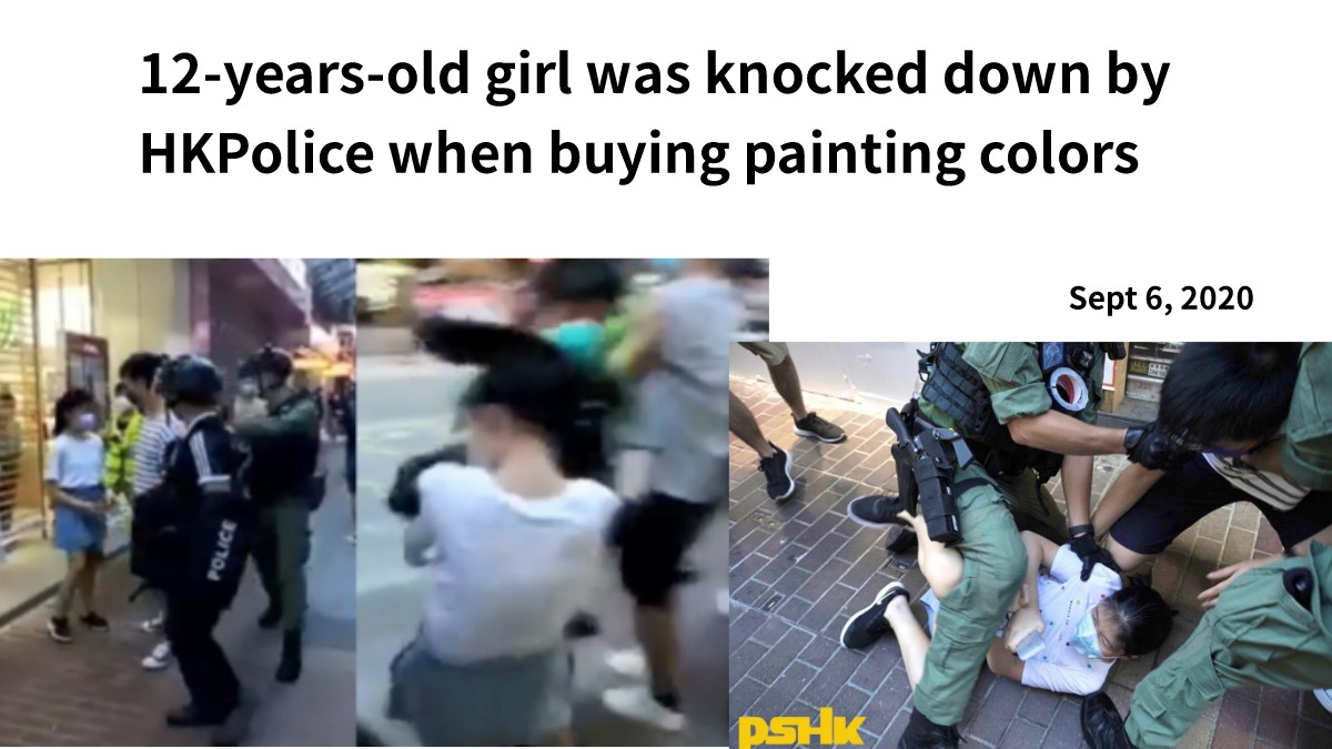 shiroihamusan's tweet photo. @lukedepulford She's only 12 years old,  and was just buying crayons with her brother 
She's running because she's scared by HKPolice https://t.co/NkKhnBcuOO