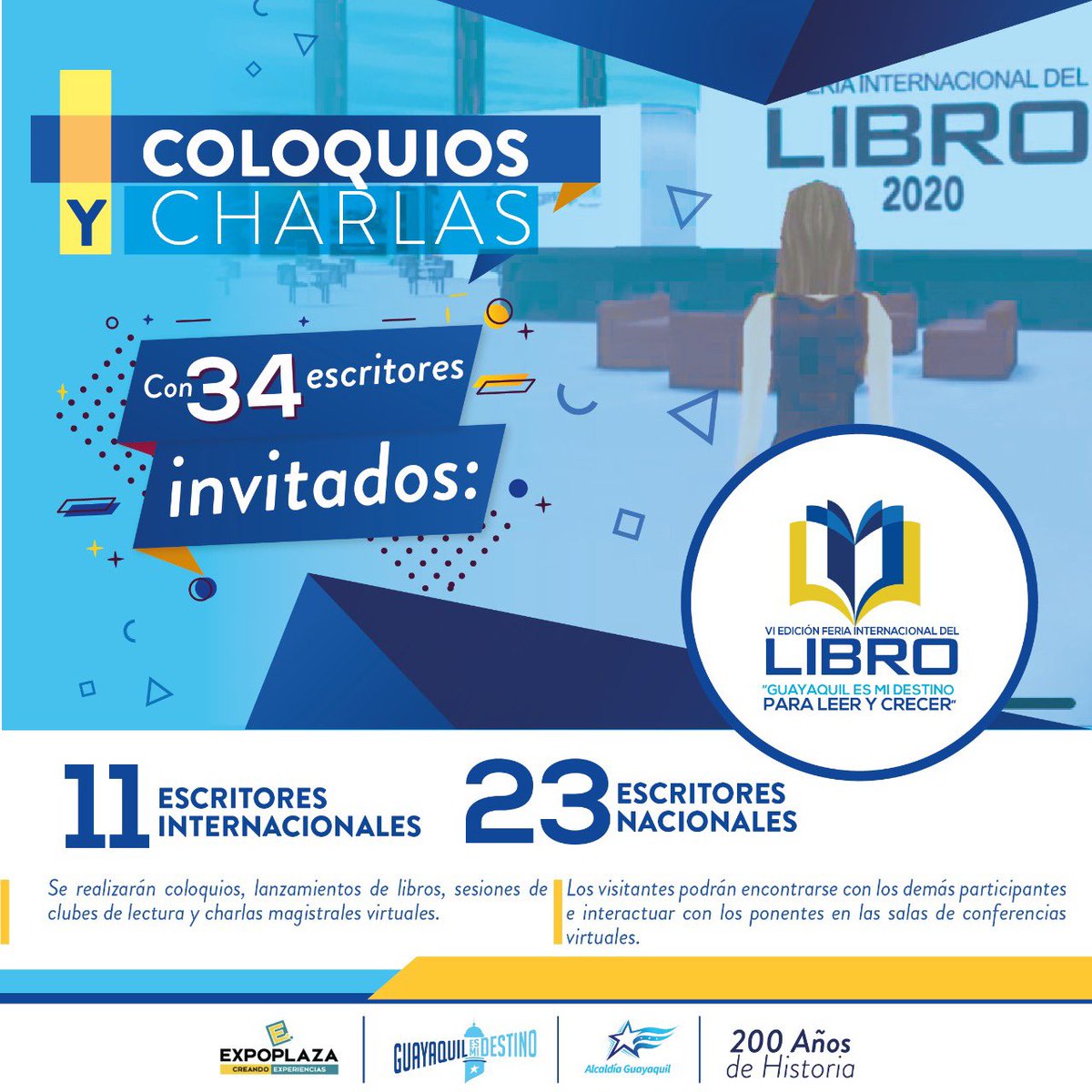 Del 24 al 27 de septiembre, en el marco de la #FILGYE2020, los 34 escritores invitados serán parte de coloquios y nos brindarán charlas magistrales virtuales.
¡Les recordamos que el acceso a este gran evento será totalmente gratuito!
#GuayaquilEsMiDestino #Libro